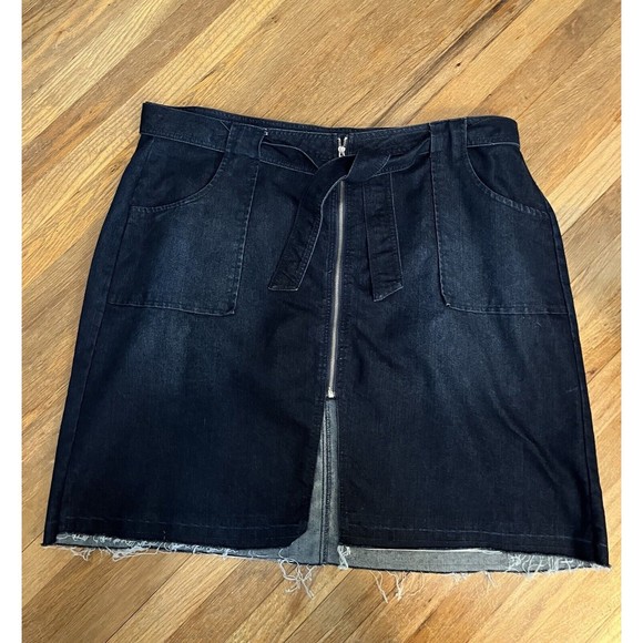 Ashley Stewart Womens Plus Modest Denim Jean Skirt Maxi Dk Wash Pockets 26 - Picture 1 of 3